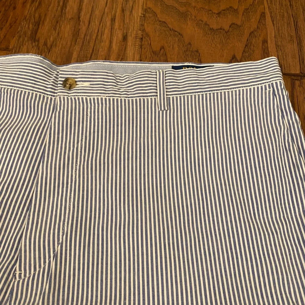 Polo Ralph Lauren Seersucker Shorts Mens 40 Blue White Stretch Classic Fit